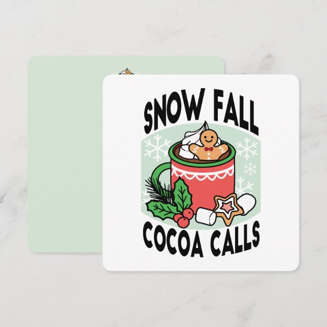 Convites Aqueça-se com Chamadas de Cacau de Neve - Bebida d (Frente/Verso)