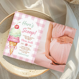 Convites Aqui Está a Colher de Sorvete Bebê Shower Foto