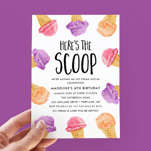 Convites Aqui está a Festa de aniversário do Sorvete Scoop