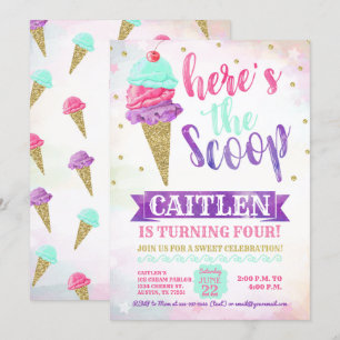 Convites Aqui está o aniversário da Glitter Dourada do Sorv