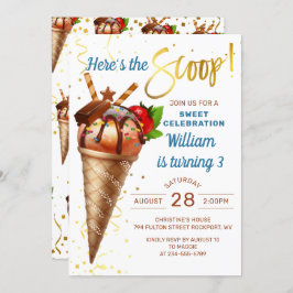 Convites Aqui está o aniversário do Sorvete de Chocolate Sc