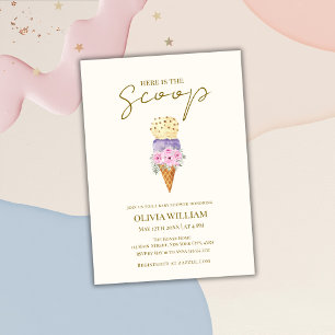 Convites Aqui está o Chá de fraldas do Sorvete Floral Scoop