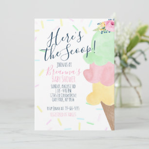 Convites Aqui está o Chá de fraldas do Sorvete Scoop