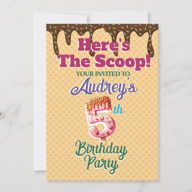 Convites Aqui está o Cone Waffle Scoop (Frente)