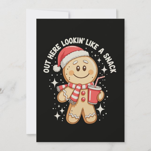Convites Aqui fora parecendo um lanche Gingerbread Natal (Frente)