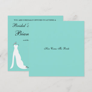 Convites Aqui Vem A Noiva Do Chá de panela Azul-Teal