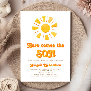 Convites Aqui vem o Chá de fraldas do Filho Menino