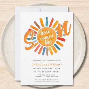 Convites Aqui Vem O Chá de fraldas Do Filho Menino