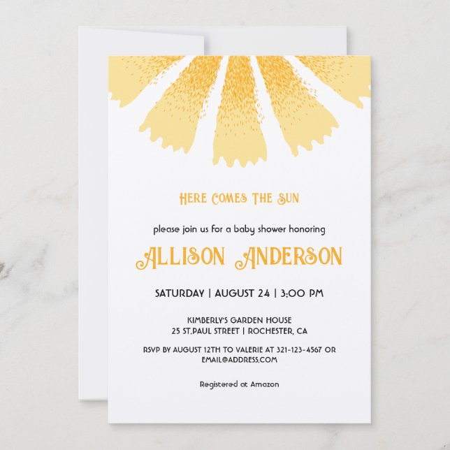 Convites Aqui vem o Chá de fraldas do Sol (Frente)