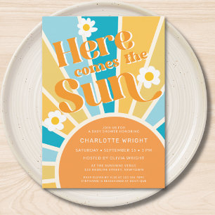 Convites Aqui Vem O Chá de fraldas Do Sol