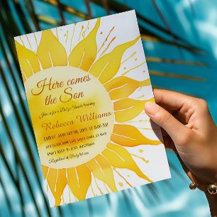 Convites Aqui vem o Chá de fraldas do Sol Amarelo Filho