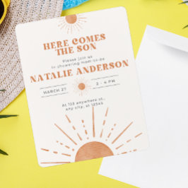 Convites Aqui vem o Chá de fraldas do Sol Filho Laranja