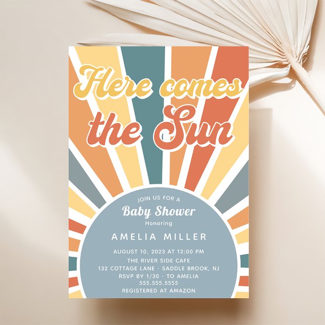 Convites Aqui Vem O Chá de fraldas Sol Arco-Íris (Criador carregado)