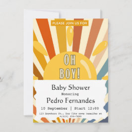 Convites Aqui vem o Chá de fraldas Son Retro Sun Boy