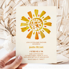 Convites Aqui Vem O Chá de fraldas Sun Watercolor