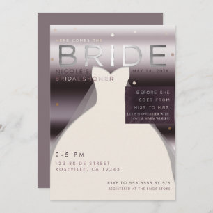 Convites Aqui vem o Chá de panela roxo BRIDE Silver