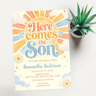 Convites Aqui Vem o Filho Chuveirinho de Bebê Boho Sunshine