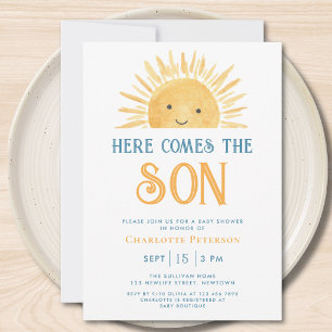 Convites Aqui Vem o Filho Chuvinha de Sol Baby Shower