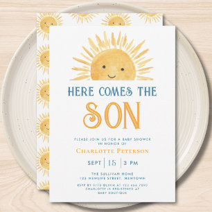 Convites Aqui Vem o Filho Chuvinha de Sol Baby Shower