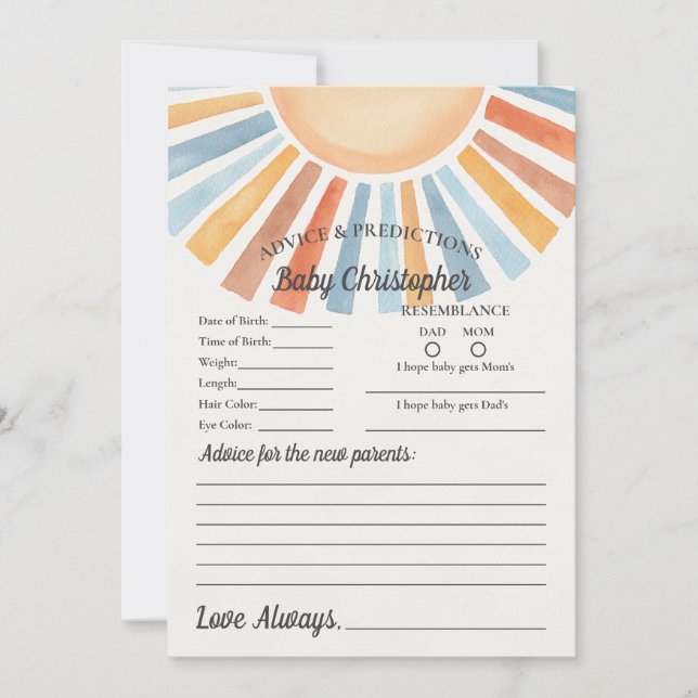 Convites Aqui Vem o Filho Conselhos Ensolarados para o Cart (Frente)