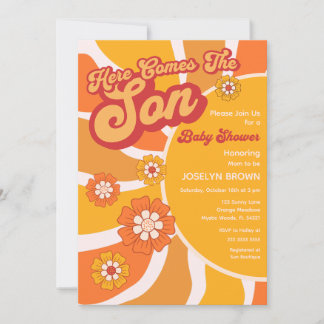 Convites Aqui Vem O Filho Retro Sunshine Baby Shower