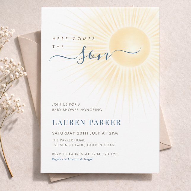 Convites Aqui Vem o Menino Chá de Bebê (Criador carregado)