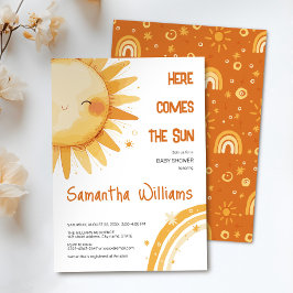 Convites Aqui vem o Sol | Chá de fraldas Boho Rainbow