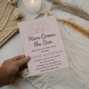 Convites Aqui Vem o Sol Chuveiro de Bebê Elegante Luz do So