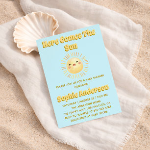 Convites Aqui Vem o Sol Chuveiro de Bebê Sunshine Amarelo
