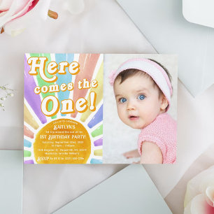 Convites Aqui Vem O Único! Foto do primeiro aniversario Sun