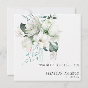 Convites *~* AR15 - Buquês Florais Brancos - Casamento QR R
