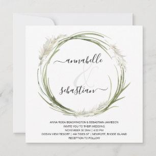 Convites *~* AR21 QR RSVP Pampas Grass WEDDING