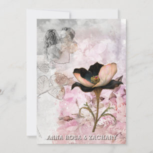 Convites *~* AR26 cor-de-rosa 4 QR Casamento de FOTO de RSV