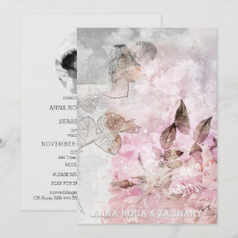 Convites *~* AR26 Dusty Rosa QR Vintage RSVP PHOTO Wedding