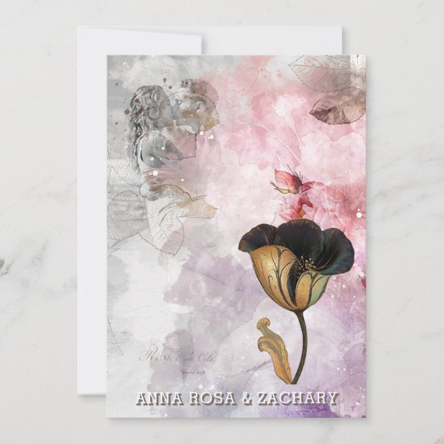 Convites *~* AR26 Pink 15 QR Victorian RSVP PHOTO Wedding (Frente)