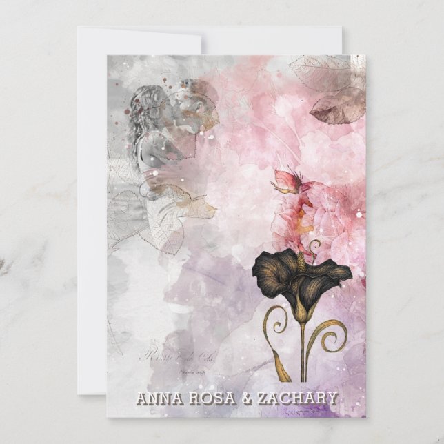 Convites *~* AR26 Pink 7 QR Victorian RSVP PHOTO Wedding (Frente)