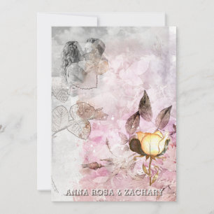 Convites *~* AR26 rosa 12 QR Casamento de FOTO de RSVP Vito