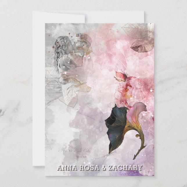 Convites *~* AR26 Rosa 29 QR Casamento de FOTO de RSVP Vito (Frente)