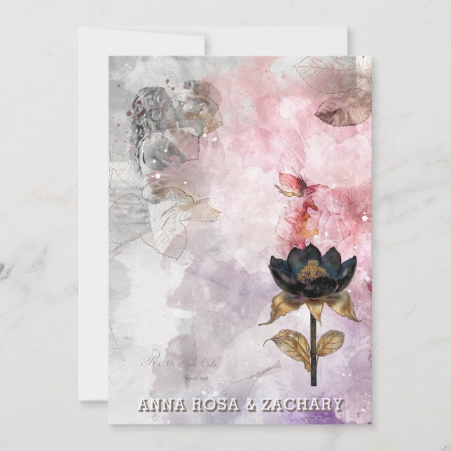 Convites *~* AR26 rosa 30 QR Casamento de FOTO de RSVP Vito (Frente)