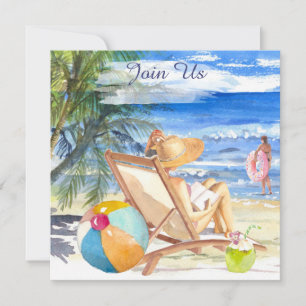 Convites *~* AR29 Areia do Mar Sol Praia Mulher QUALQUER EV