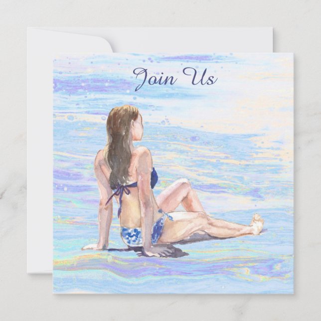Convites *~* AR29 Mulher Praia Genérico Faça-Você-Mesmo QUA (Frente)