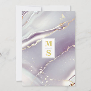 Convites *~ AR66 LAVANDA RSVP DOURADA QR Iniciais Casamento