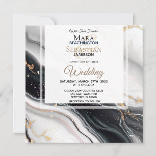 Convites *~* AR66 RSVP White Dourado Agate QR Casamento