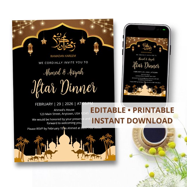 Convites Arabian Desert Night Iftar Invitation with Camels  (Criador carregado)