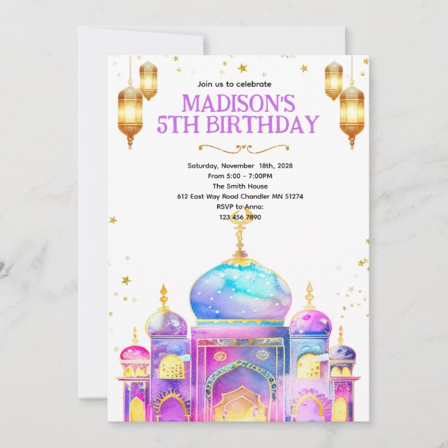 Convites Arabian night birthday party invitation (Frente)