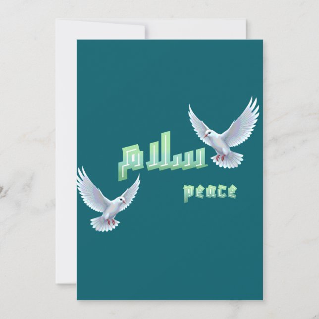 Convites Arabic Peace "Salaam" Typography with White Doves (Frente)