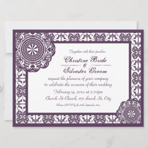 Convites Arábico Roxo Lace, casamento 6.5x8.75