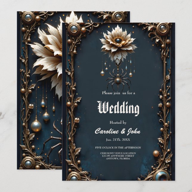 Convites Aranha de Casamento – Guardiã do Desabrochar da Lu (Frente/Verso)