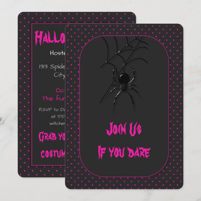 Convites Aranha de Halloween assustadora (Frente/Verso)