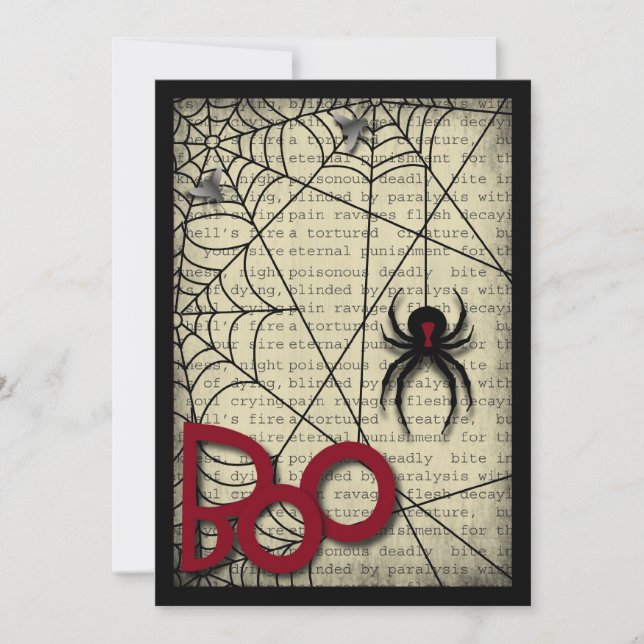 Convites Aranha de Viúva Preta e Texto Cérebro para o Hallo (Frente)